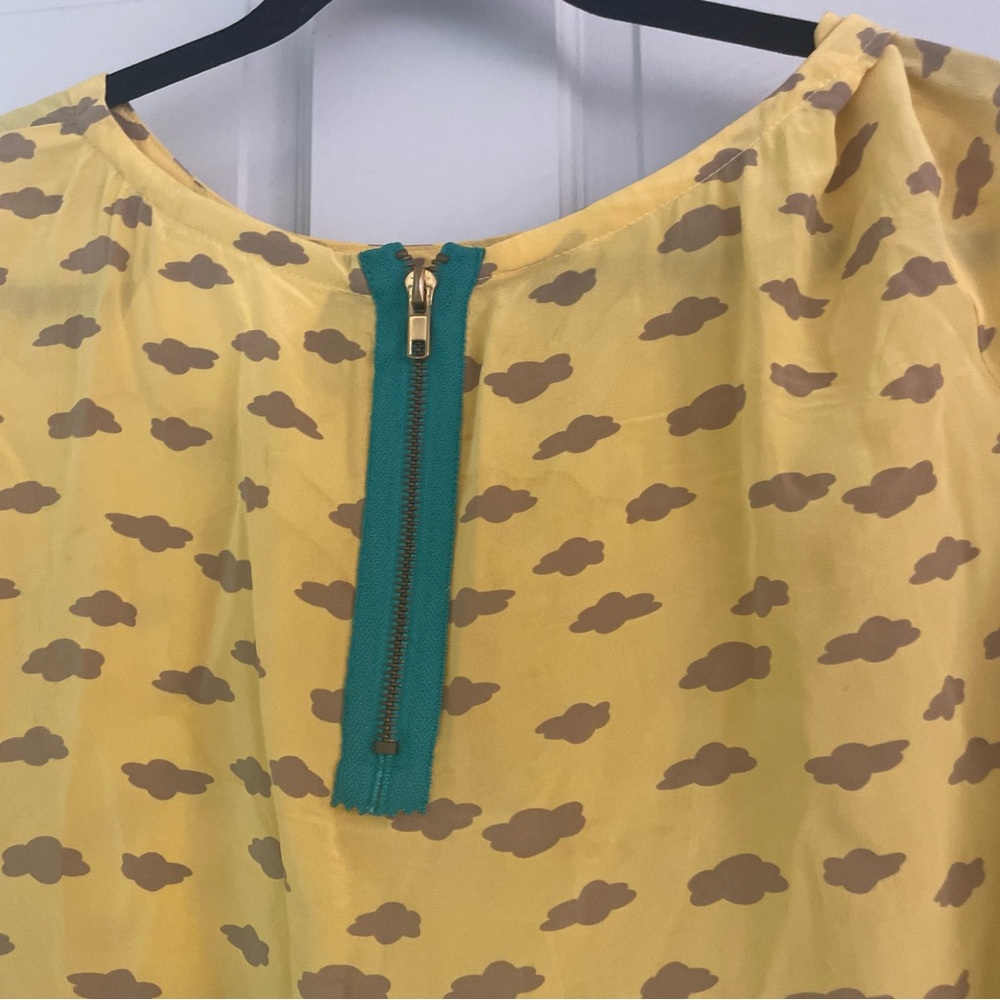 Maeve Yellow Cloud Patterned Blouse Size Medium - image 3
